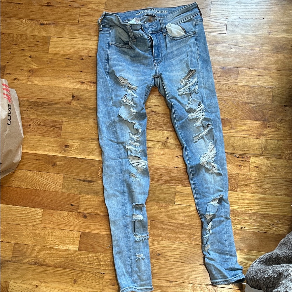 Distressed Blue Jeans
